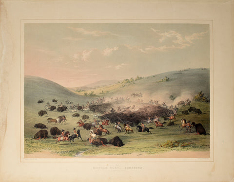 George Catlin (American, 1796-1872), Buffalo Hunt, Surround