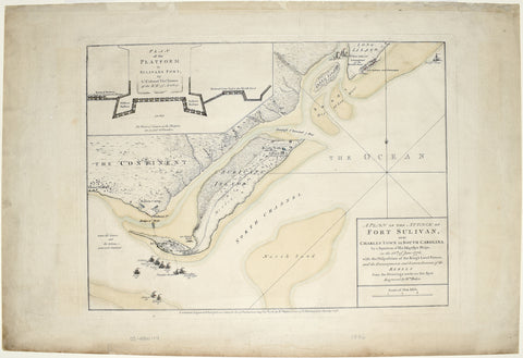 William Faden (1749-1836), A Plan of the Attack of Fort Sullivan near Charles Town in South Carolina