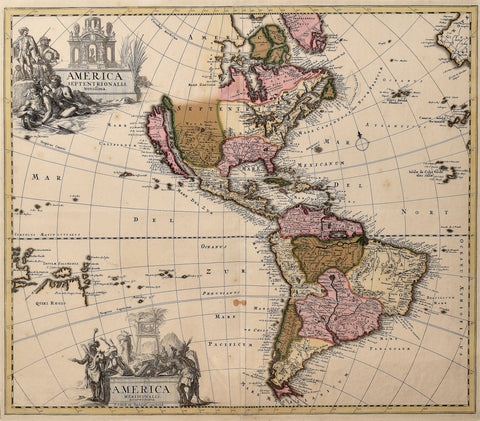 Pieter Schenk (1660-1711), America Septentrionalis. Novissima. America Meridionalis. Accuratissima.
