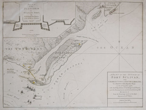 William Faden (1749-1836), A Plan of the Attack of Fort Sullivan near Charles Town in South Carolina...