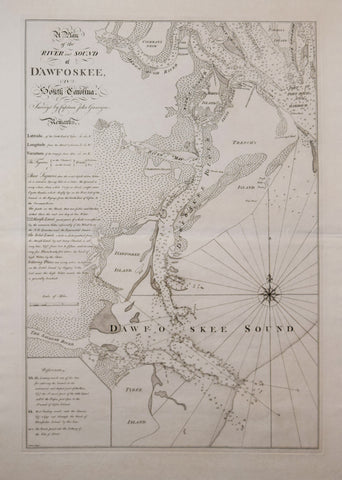 Thomas Jefferys (1719-1771) and William Faden (1749-1836), A Plan of the River and Sound of D’Awfoskee in South Carolina. Survey’d by Captain John Gascoigne...Batley, sculp.