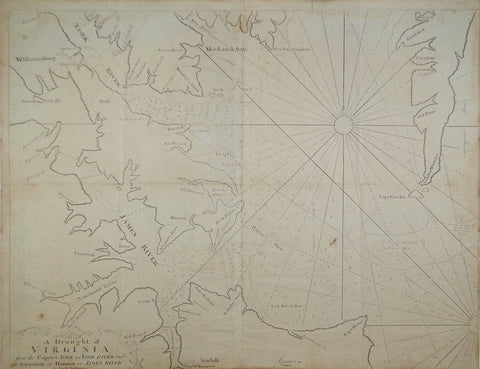 William and John Mount, and John Page, A Draught of Virginia from the Capes to York...