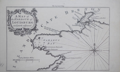 London Magazine, A Map of the Harbour of Louisburg and parts adjacent