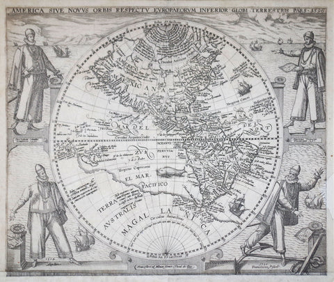 Theodore De Bry (1528-1598) & Girolamo Benzoni (born, Milan, 1519), America sive Novus Orbis Respectv europaervmInferior Globi Terrestris Pars