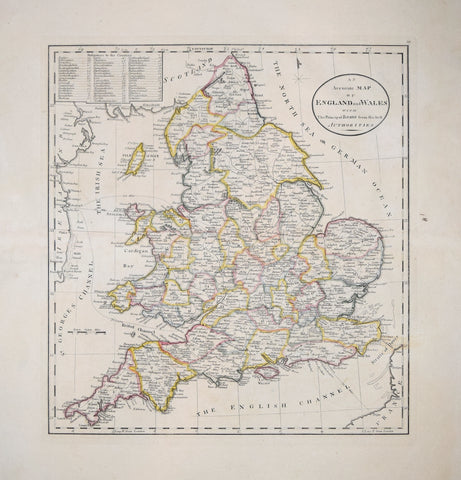 Mathew Carey (1760-1839), An Accurate Map of England and Wales with the Principal Roads…