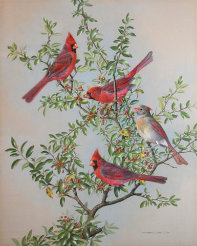 Basil Ede (1931-2016), Four Cardinals perched upon the Branches