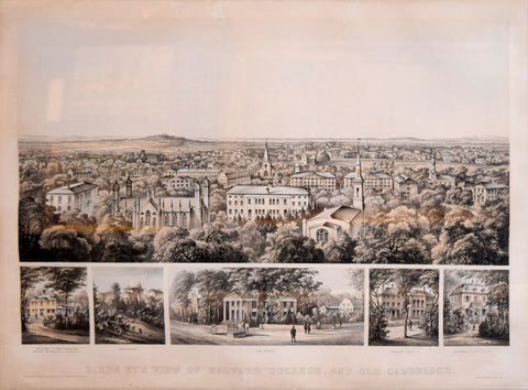 Julius Herman Kummer (1817–1872), Bird's eye view of Harvard College and Old Cambridge , 1858