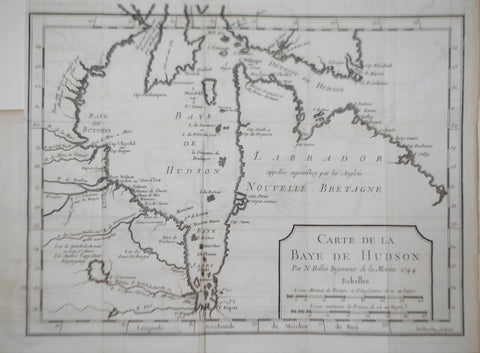 Jacques Nicolas Bellin (French, 1703-1772), Carte de La Baye de Hudson