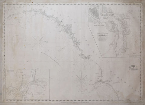 Edmund & George WIlliam Blunt, [Coastal Chart of North Carolina, South Carolina, Georgia, and Florida, with insets of the Harbor of Charleston and entrance to the Saint Johns River ]