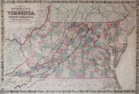 Joseph Hutchins Colton (1800-1893),  Colton’s New Topographical Map of the States of Virginia, West Virginia, Maryland & Delaware and portions of other adjoining states