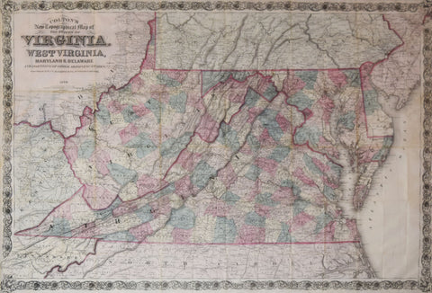 Joseph Hutchins Colton (1800-1893), Colton’s New Topographical Map of the States of Virginia, West Virginia, Maryland & Delaware and portions of other adjoining states