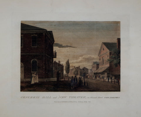 William Birch (1755-1834), Congress Hall and New Theatre, in Chesnut Street, Philadelphia