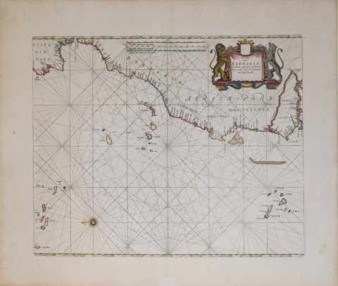 Pieter Goos (Dutch, ca. 1616-1675), De Cust van Barbaria, Guzlata, Arguyn en Geneheo, van Capo S. Vincente tot Capo Verde