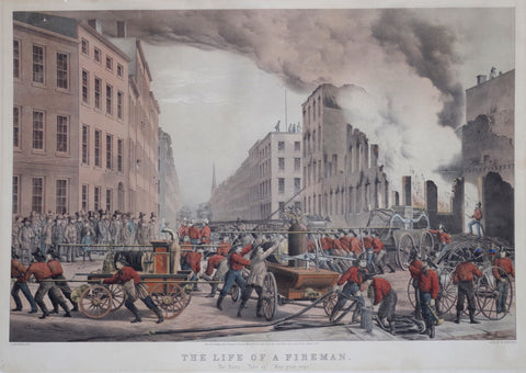 Nathaniel Currier (1813-1888) & James Ives (1824-1895), The Life of a Fireman: The Ruins-"Take Up"-"Man Your Rope."