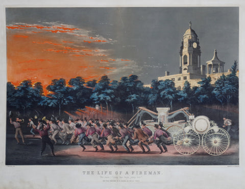 Nathaniel Currier (1813-1888) & James Ives (1824-1895), The Life of a Fireman: The Race -"Jump Her Boys, Jump Her!"