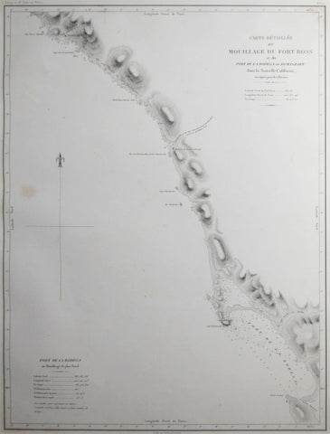 Eugene Duflot de Mofras (1810-1884), Carte Detaillee du Mouillage du Fort Ross et du Port de la Bodega ou Romanzoff