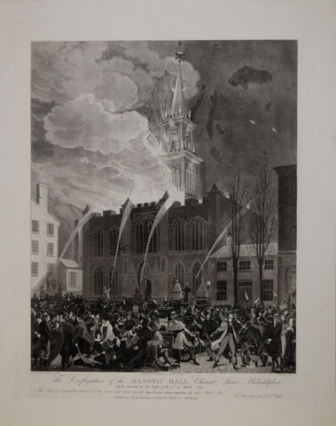 John Hill (1770-1850),Engraver After, S. Jones, Figures by John Lewis Krimmel, The Conflagration of the Masonic Hall Chestnut Street Philadelphia