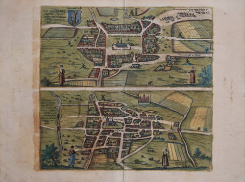 Georg Braun (1541-1622) & Franz Hogenberg (c.1538-1590), Icon oppidi Heide and Delineato urbis Meldorpie Heide and Meldorf..