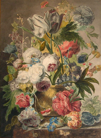 Jan Evert Morel the Elder (Dutch, 1777-1808), Still Life with Flowers on a Ledge