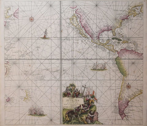 Johannes van Keulen (1654-1715), Pascaert Vande Zuyd Zee En Cen Gedealte Van Brasil…