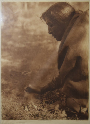 Edward S. Curtis  (1868-1952), Kindling Fire, Assiniboin, Pl. 631