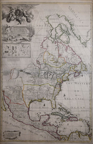 George Willdey (1695- c. 1733) ,   To His Sacred and Most Excellent Majesty George by the Grace of God King of Great Britain France and Ireland. This Map of North America…
