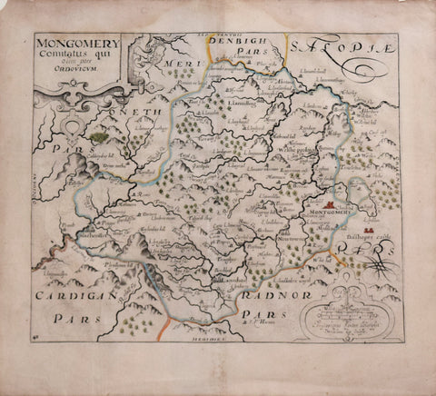William Kip (fl. 1598-1635), after Christopher Saxton (ca. 1542-1606), Mongomery Comitatus qui Osim pars Ordovicum [Montgomery, England]