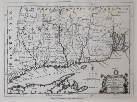 Thomas Kitchin (1718-784),  A Map of the Colonies in Connecticut and Rhode Island, Divided by Counties and Townships…