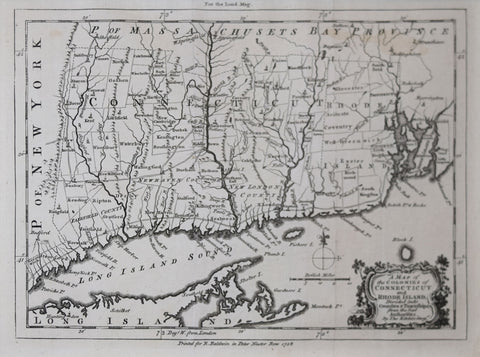 Thomas Kitchin (1718-784), A Map of the Colonies in Connecticut and Rhode Island, Divided by Counties and Townships…