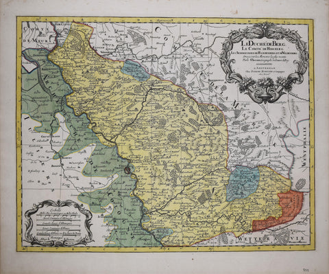 Pierre Mortier (1661-17110, after Nicholas Sanson (1600-1667); LeDuche de Berg, le comte de Homberg les seignuries de Hardenberg et de Wildenborg