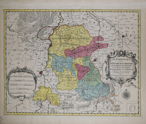 Alexis-Hubert Jaillot (1632-1712) after designs by Nicolas Sanson (1600-1667), Le Limbourg ou sont Le Duche de Limbourge... (North East Belgium)