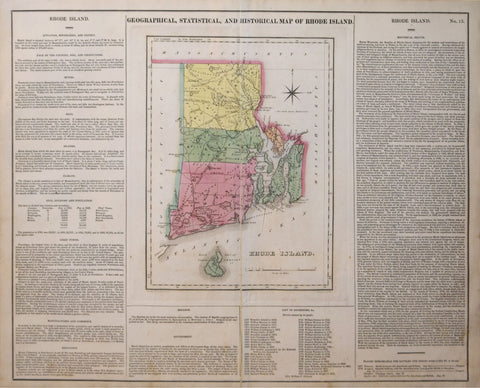Henry Charles Carey (1793-1879) & Isaac Lea (1792–1886), Geographical, Historical and Statistical Map of Rhode Island