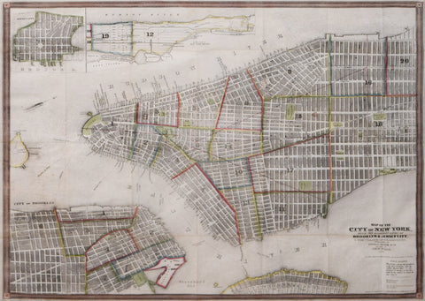 John M. Atwood (Fl. 1840-1865),  Map of the City of New York with adjacent cities of Brooklyn and Jersey City and the Village of Williamsburg