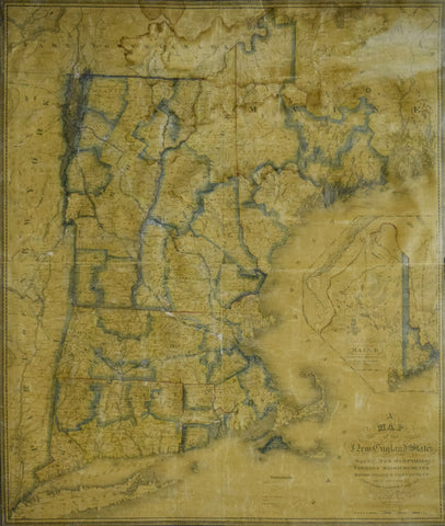 Nathan Hale (1784-1863),  A Map of the New England States, Maine, New Hampshire,  Vermont, Massachusetts, Rhode Island, Connecticut With the adjoining parts of New York & Lower Canada