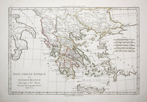 Rigobert Bonne (French, 1727-1795), Mappa Greciae Antiquae et vicinarum regionum