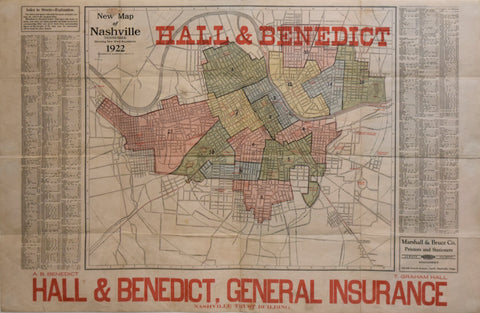 Marshall & Bruce Co., New Map of Nashville, Tennessee, Showing New Ward Boundaries, 1922
