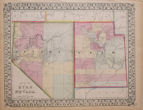 Samuel Augustus Mitchell (1790-1868), County Map of Utah and Nevada