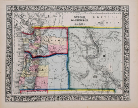 Samuel Augustus Mitchell (1790-1868), Map of Oregon, Washington and Part of Idaho