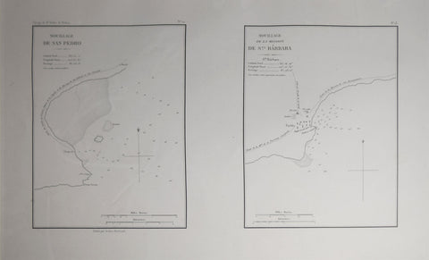 Eugene Duflot de Mofras (1810-1884),  Mouillage De San Pedro. No. 12 (with) Mouillage De La Mission De Sta. Barbara. No. 13