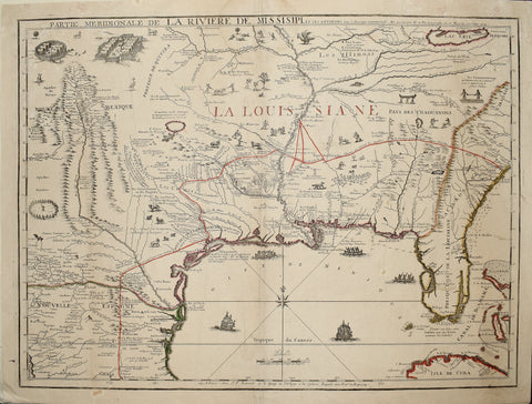 Nicolas De Fer (1646-1720), Partie meridionale de la Riviere de Missisipi...
