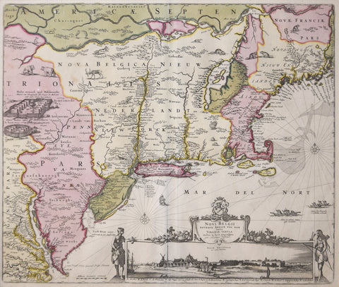 Nicolaes Visscher II (1649–1702), Novi Belgii Novaeque Angliae Nec Non partis Virginiae Tabula multis in locis emendata . . .