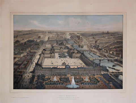 Charles Fichot (1817-1903) after, Paris Moderne, Les Tuileries, Le Louvre et La Rue de Rivoli…