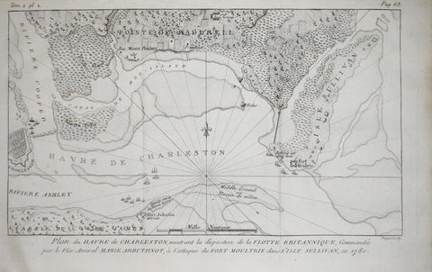 Charles Picquet (1771-1827), Plan du Havre de Charleston, montrant la disposition de la Flotte Britannique
