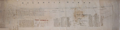 "Plan of Atlantic City. Map of Absecon Beach bounding on the Atlantic Ocean surveyed November 1852 and drafted on a scale of eight chains or 528 feet to the inch by J.L. Rowand,  surveyor.  Dec.  25, 1852."