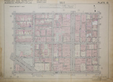Franklin Survey Company, Plate 13 (N 17th St and Vine St to Arch St and N 13th St)