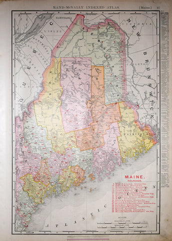 Rand McNally & Co., Maine with Railroads