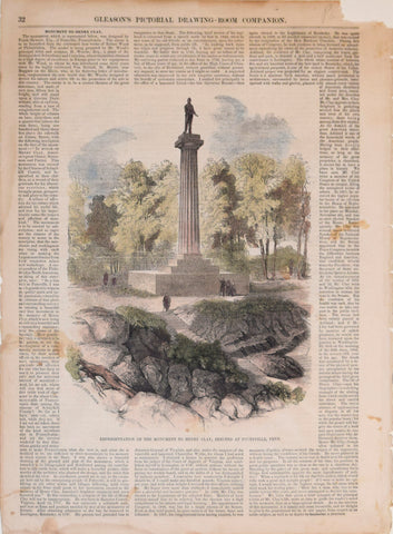 Gleason's Drawing Room Companion, Representation of the Monument to Henry Clay, erected at  Pottsville, Penn.