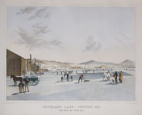 John William Hill (1812-1879) Rockland Lake - cutting ice. View from the North East.