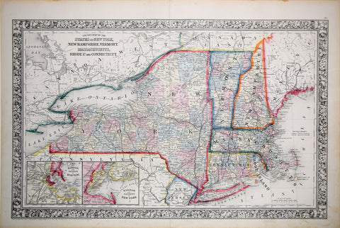 Samuel Augustus Mitchell (1790-1868), County Map of the States of New York, New Hampshire, Vermont, Massachusetts , Rhode Island and Connecticut