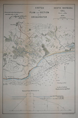 Am. Photo-Lith. Co, Sketch of Plan and Section of a Breakwater, Santa Barbara, Cal., 1870